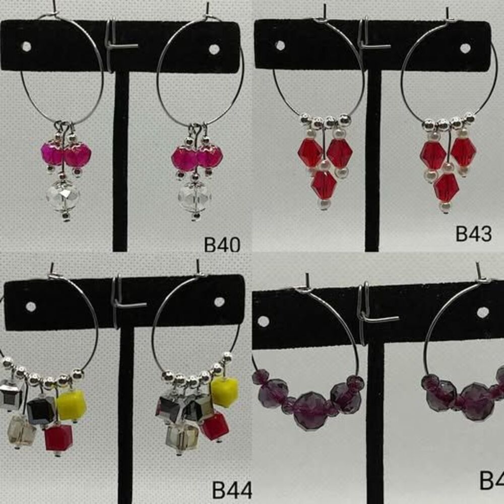 Crystal, Glass Hoop Earrings
